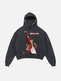 Michael Jackson Print Slant Pockets Hoodie
