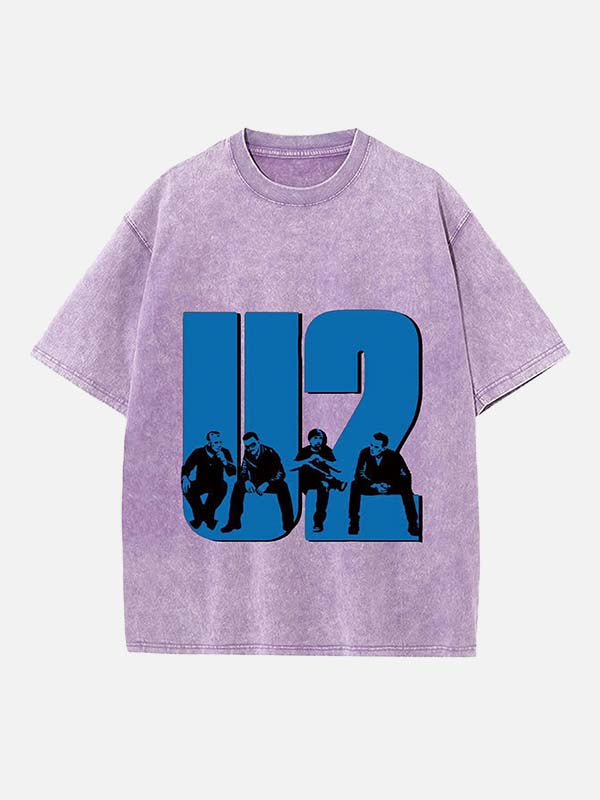 U2 Print Round Neck T-shirt