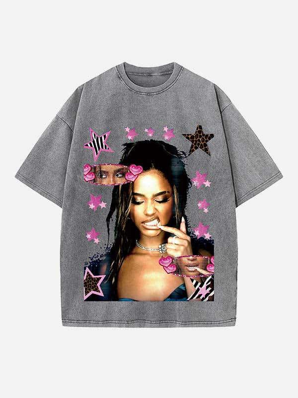 Tyla Print Round Neck T-shirt