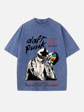 Daft Punk Print Round Neck T-shirt