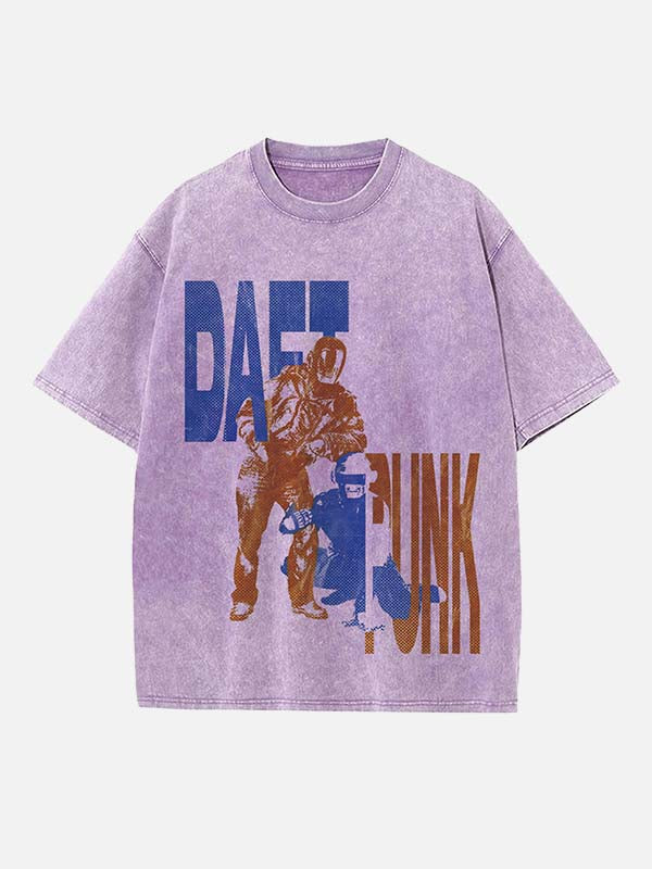 Daft Punk Print Round Neck T-shirt