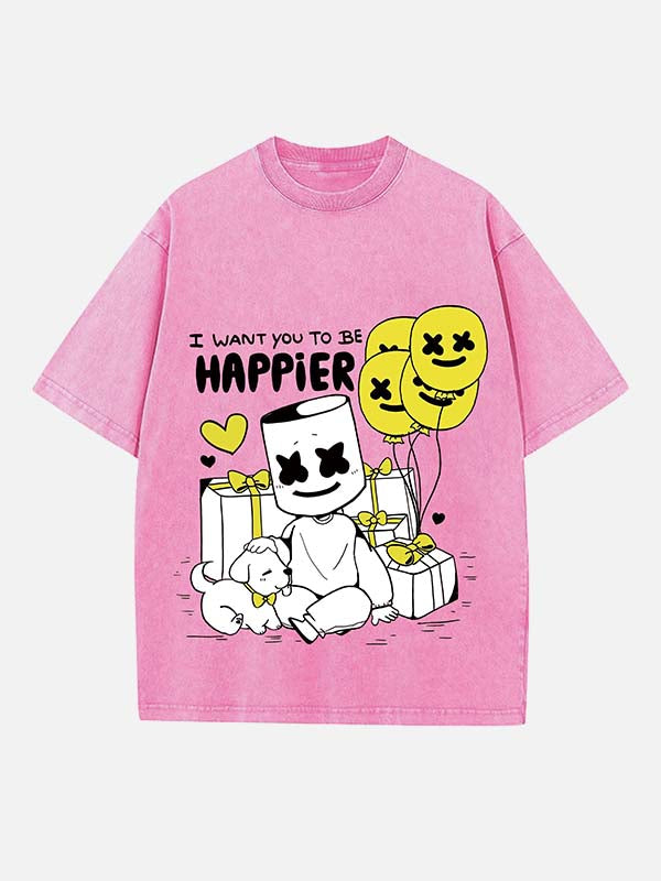 Marshmello Print Round Neck T-shirt