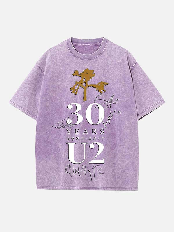 U2 Print Round Neck T-shirt