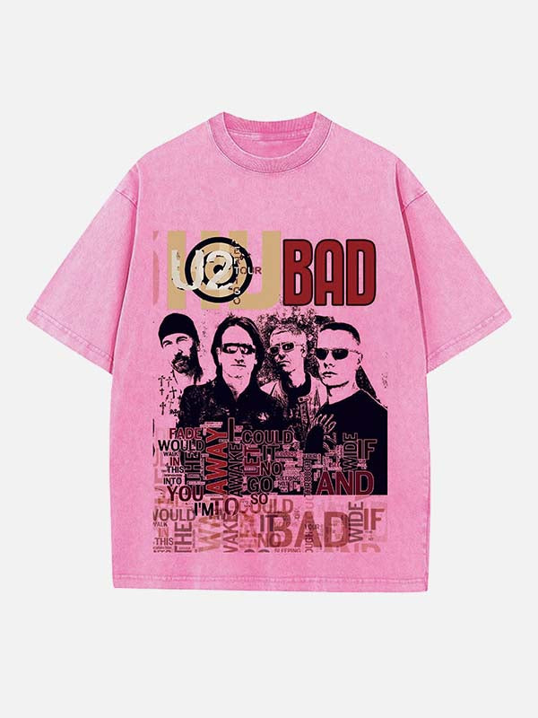 U2 Print Round Neck T-shirt
