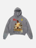 Bad Bunny Print Slant Pockets Hoodie