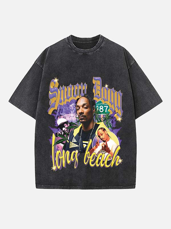 Snoop Dogg Print Round Neck T-shirt