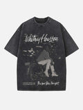 Whitney Houston Print Round Neck T-shirt