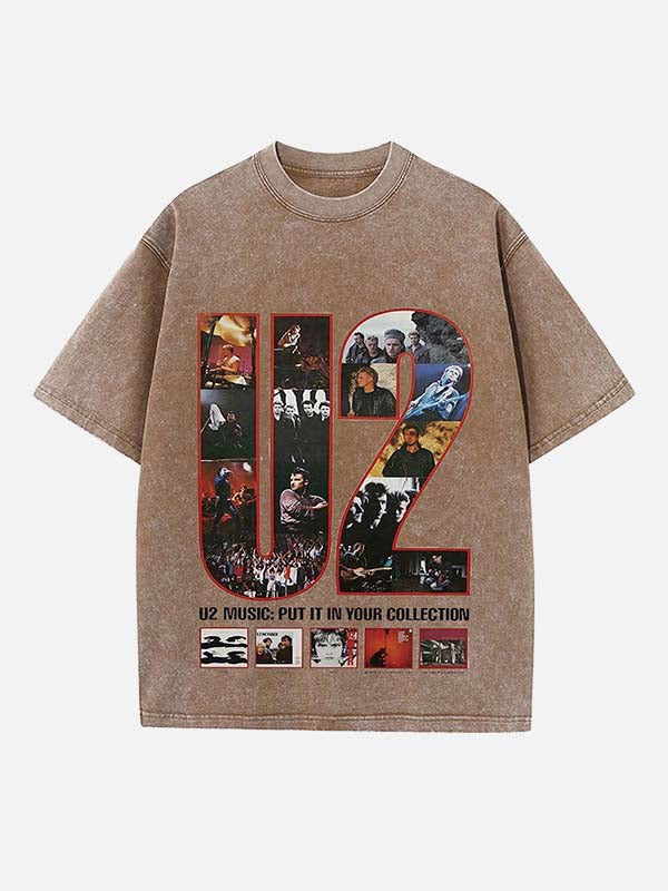 U2 Print Round Neck T-shirt