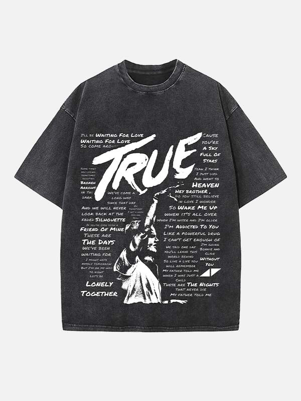 Avicii Print Round Neck T-shirt