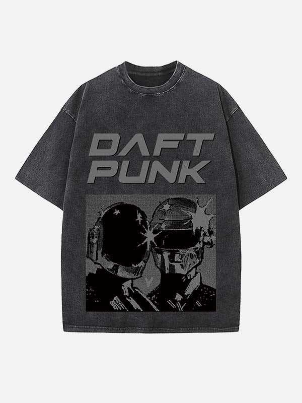 Daft Punk Print Round Neck T-shirt