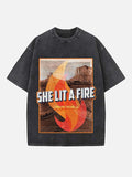 Lord Huron Print Round Neck T-shirt