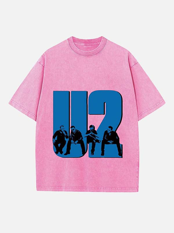 U2 Print Round Neck T-shirt