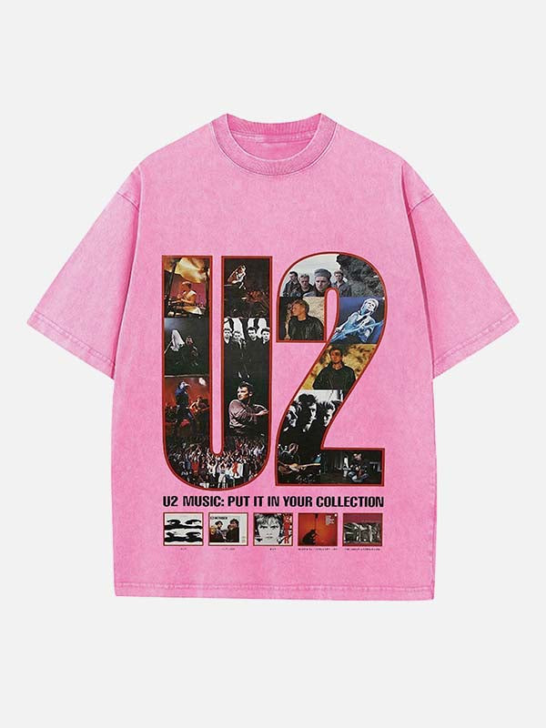 U2 Print Round Neck T-shirt