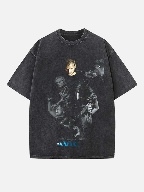Avicii Print Round Neck T-shirt