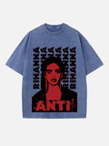 Rihanna Print Round Neck T-shirt