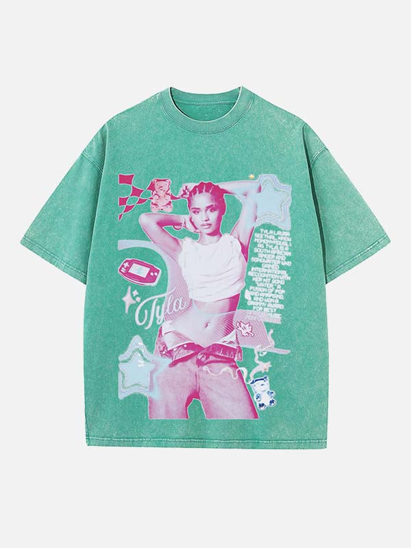 Tyla Print Round Neck T-shirt