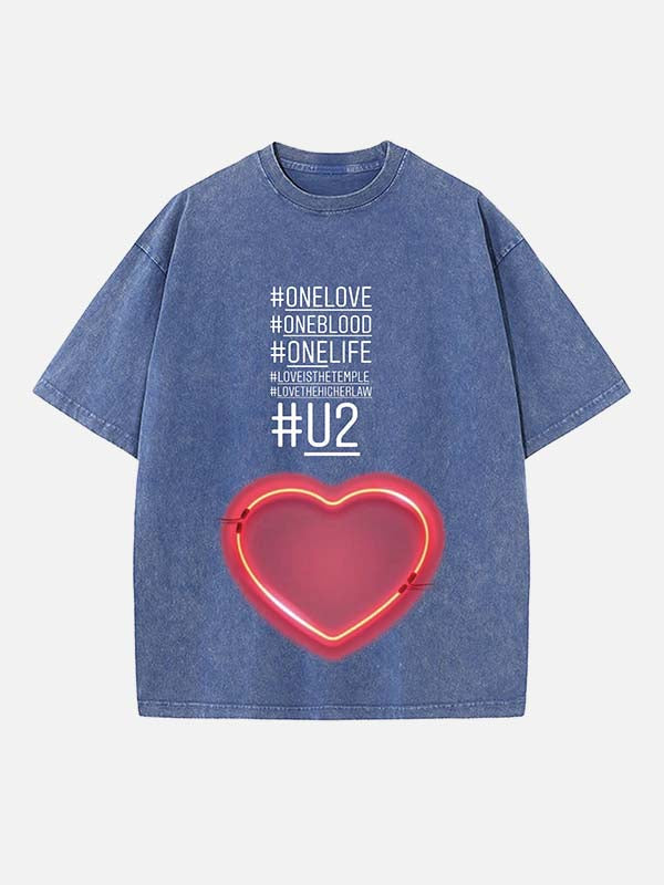 U2 Print Round Neck T-shirt