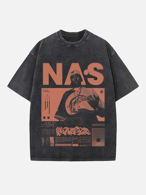 Nas Print Round Neck T-shirt