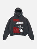 Michael Jackson Print Slant Pockets Hoodie